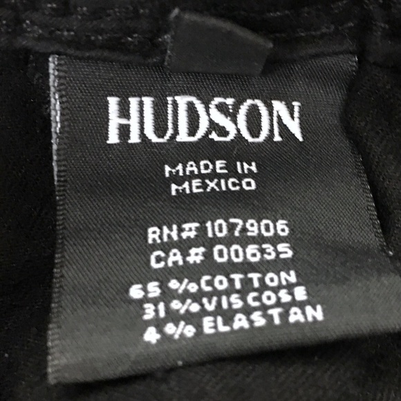 HUDSON Jeans Collin Skinny Slim Fit Flap Pockets Black Stretch Denim Size 24 - Picture 7 of 12